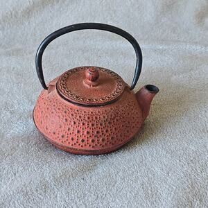 Shimizu Nanbu Style Red Cast Iron Teapot Japan